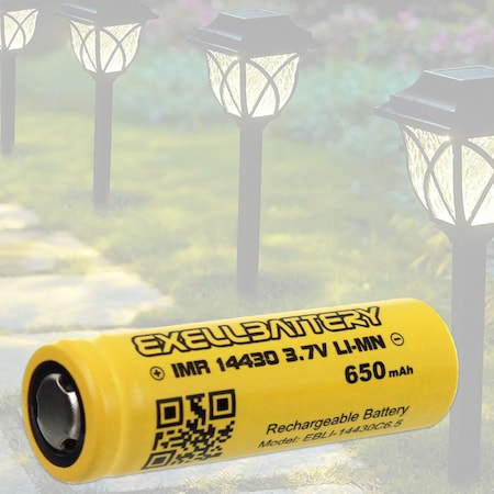 14430 3.7V 650mAh Li-Ion Rechargeable Solar Light FLAT TOP Battery